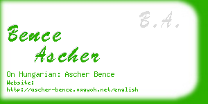 bence ascher business card